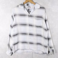 画像1: 50's Sportswear チェック柄 レーヨンオープンカラーシャツ SIZE15-M-15 1/2 (1)