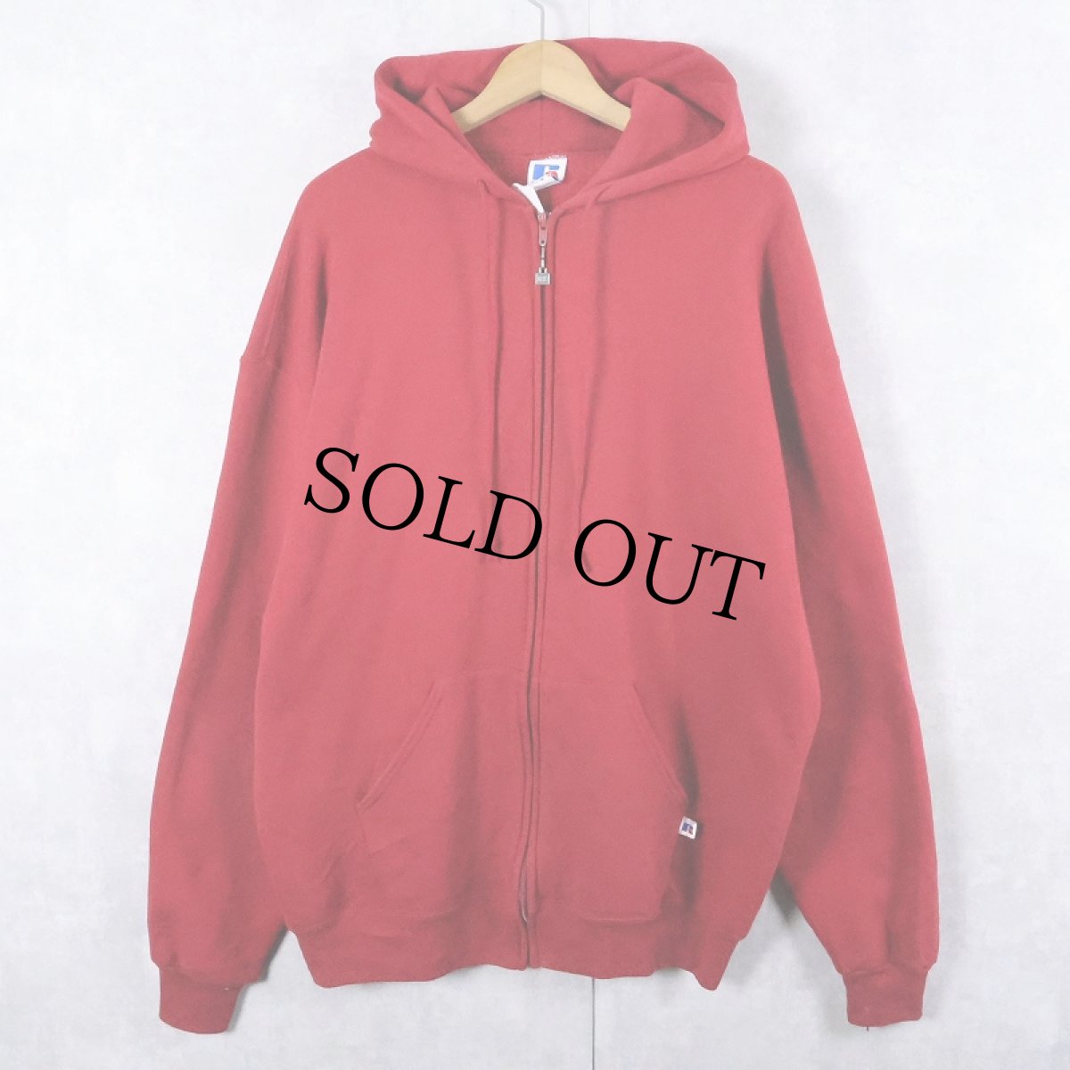 画像1: 90's RUSSELL ATHLETIC USA製 無地スウェットジップパーカー XL (1)