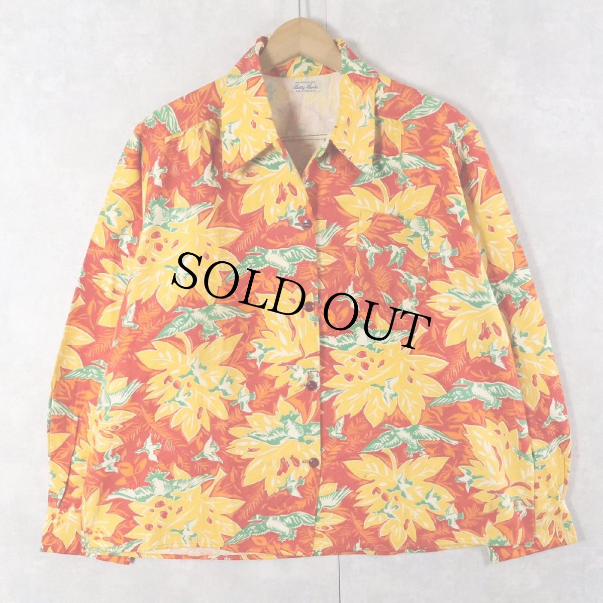 画像1: 40's Betty Brooks 花柄 オールオーバーパターン プリントネル ハワイアンシャツ DEADSTOCK (1)