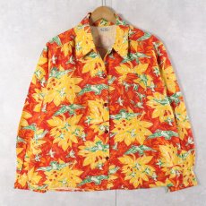 画像1: 40's Betty Brooks 花柄 オールオーバーパターン プリントネル ハワイアンシャツ DEADSTOCK (1)