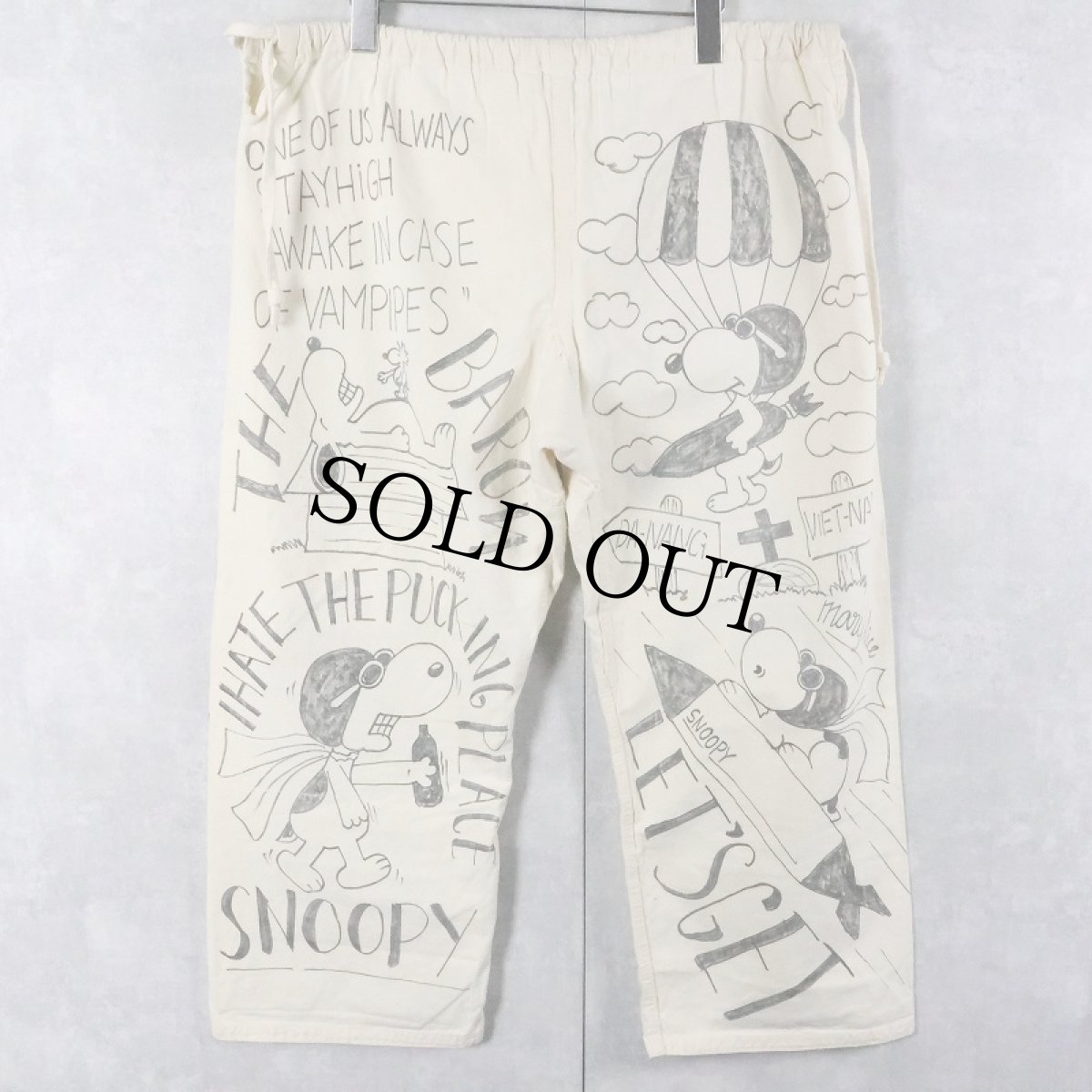 画像2: SNOOPY ハンドペイントパンツ W39 (2)