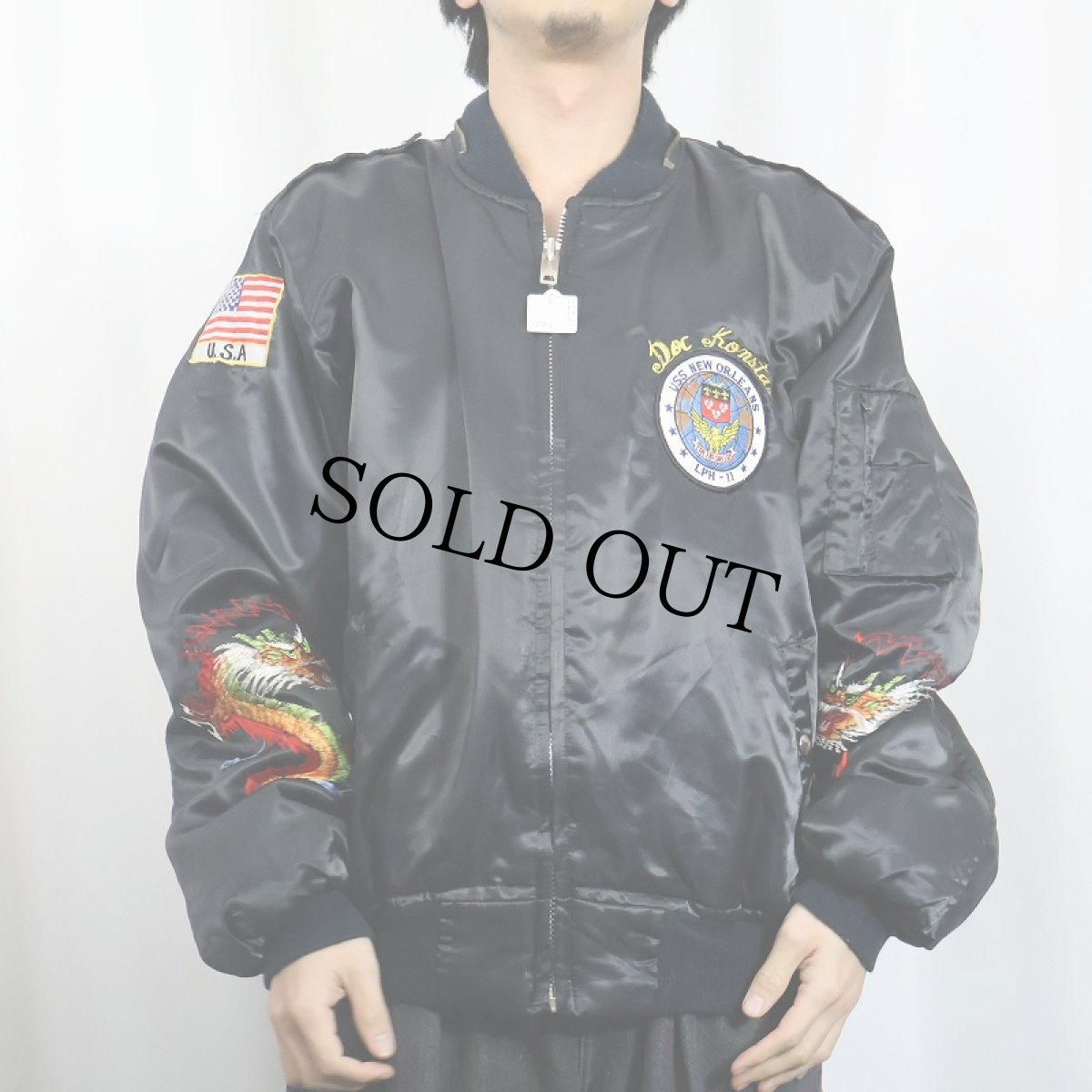 画像3: 80's "KOREA" 龍刺繍 スーベニアジャケット BLACK XL (3)