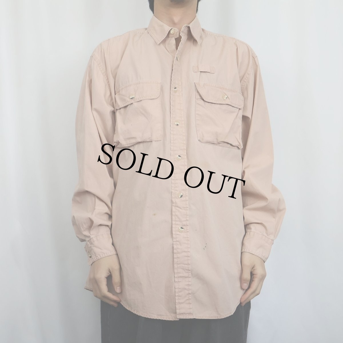 画像2: 90's ORVIS コットンフィッシングシャツ L (2)