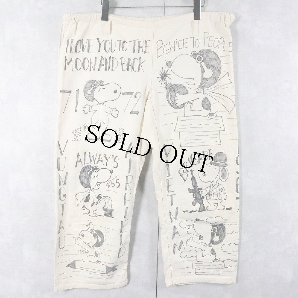 画像1: SNOOPY ハンドペイントパンツ W39 (1)