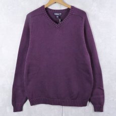 画像1: 90's LANDS' END JAPAN製 Vネック コットンニットセーター L (1)
