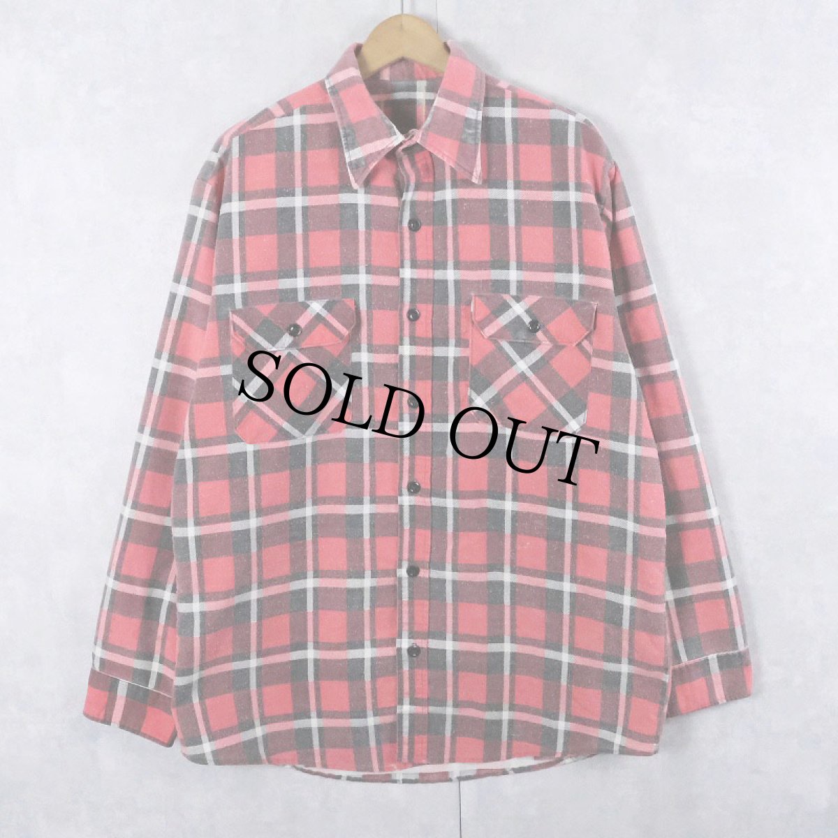 画像1: 70's チェック柄 プリントネルシャツ (1)
