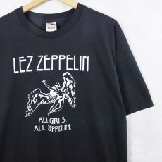 画像1: "LEZ ZEPPELIN" ロックバンドパロディTシャツ BLACK XL (1)