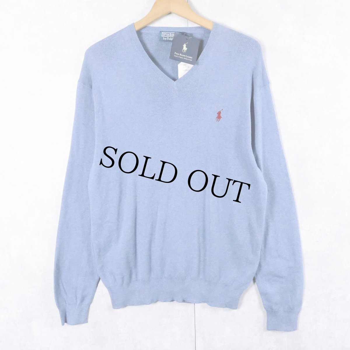 画像1: POLO Ralph Lauren Vネック ピマコットンニットセーター タグ付き未使用 M (1)
