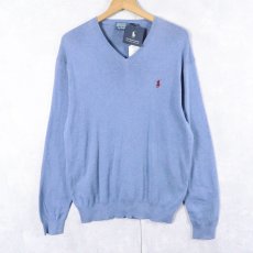 画像1: POLO Ralph Lauren Vネック ピマコットンニットセーター タグ付き未使用 M (1)