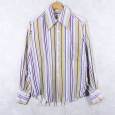 画像1: 70's Cambridge マルチストライプ柄 コットンボタンダウンシャツ (1)