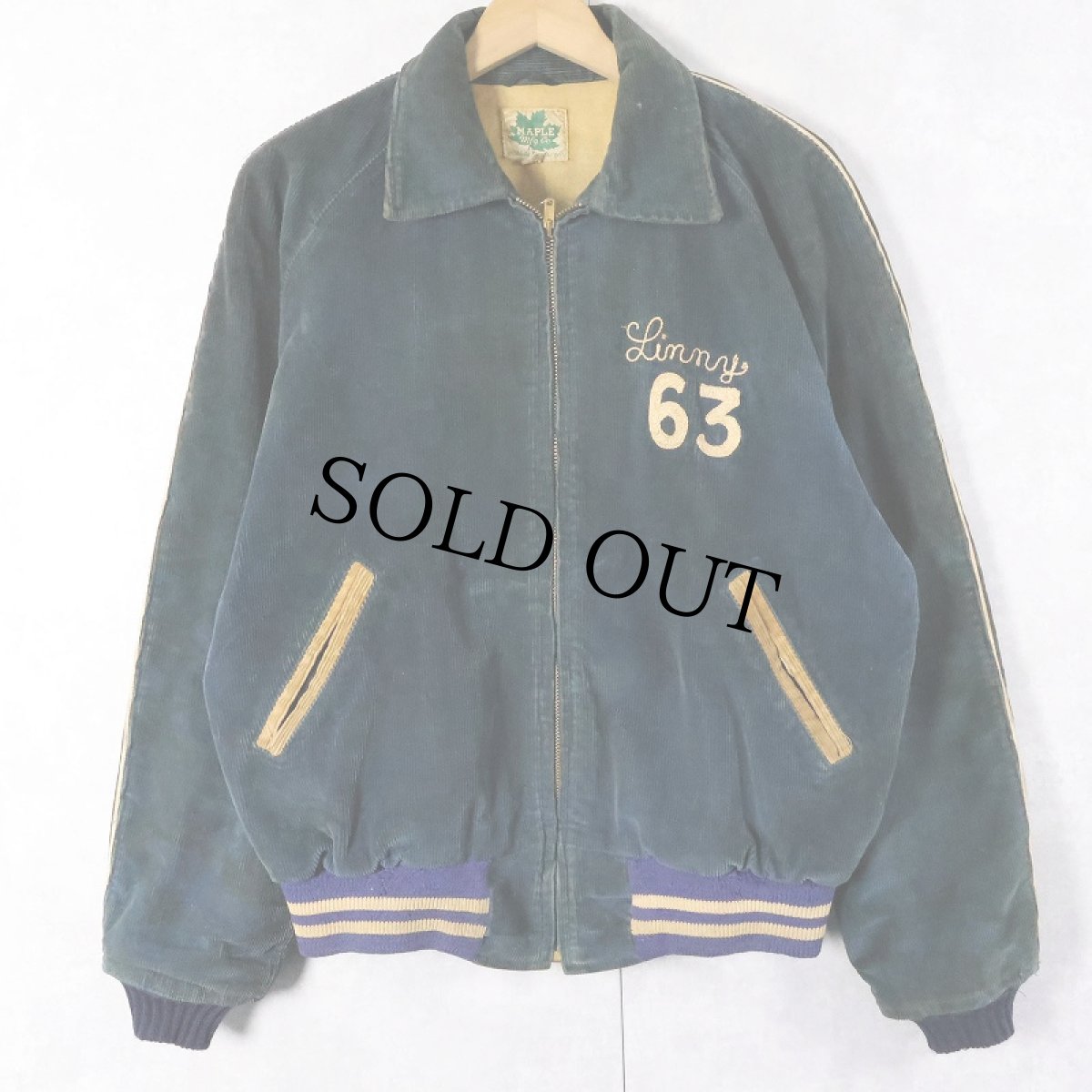 画像2: 60's MAPLE Mfg.Co. "QUAKERTOWN PANTHERS" チェーン刺繍 コーデュロイスタジャン SIZE40 (2)