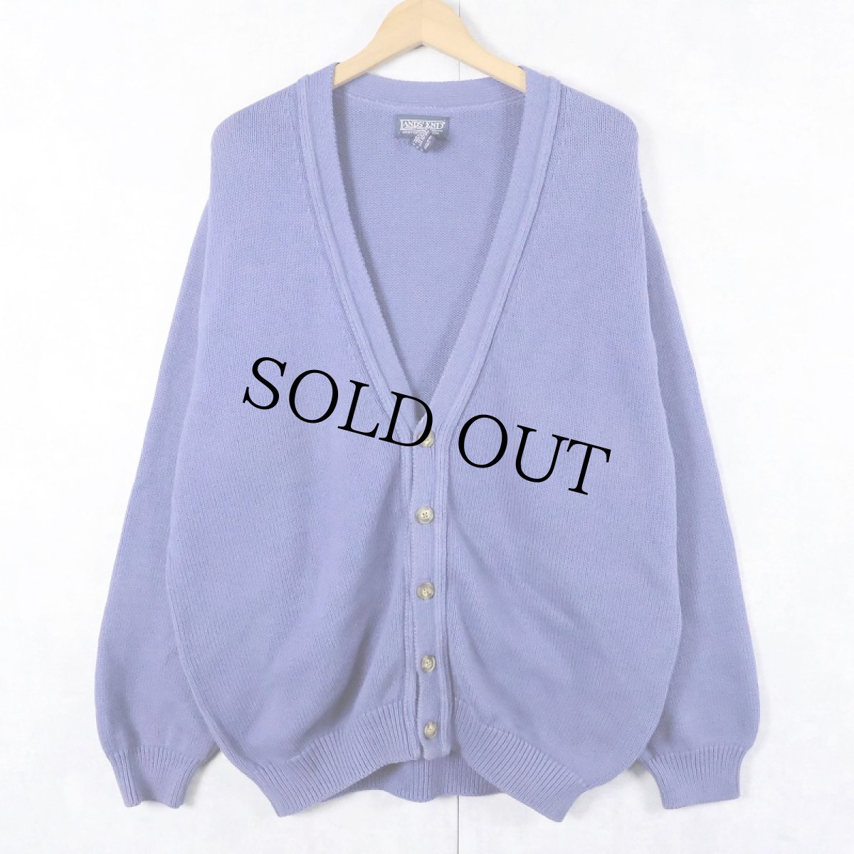 画像1: 90's LANDS' END USA製 コットンニットカーディガン M (1)