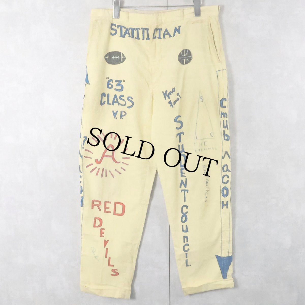 画像1: 60's ハンドペイント メモリアルコーデュロイパンツ W33 (1)