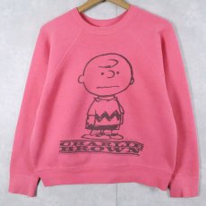 画像1: 60's SPRUCE SNOOPY USA製 "CHARLIE BROWN" 染み込みプリントラグランスウェット M (1)