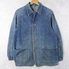 画像1: 40's 月桂樹ボタン デニムカバオール (1)