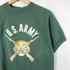画像1: 60's Sportswear by Collegiate "U.S.ARMY" フロッキープリント 半袖ラグランスウェット (1)