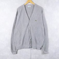 画像1: 80〜90's IZOD LACOSTE USA製 ロゴ刺繍 アクリルニットカーディガン XL (1)