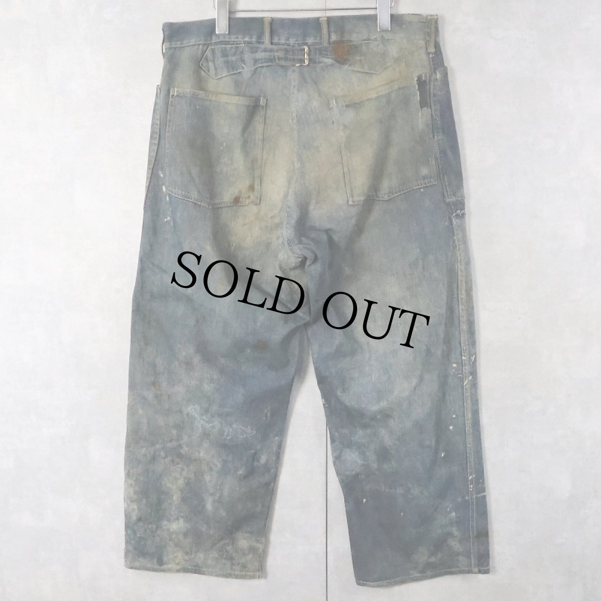 画像2: 30's U.S.ARMY M-35 針刺しシンチバック デニムトラウザーズ W36 (2)