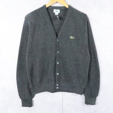 画像1: 80〜90's IZOD LACOSTE USA製 ロゴ刺繍 アクリルニットカーディガン S (1)