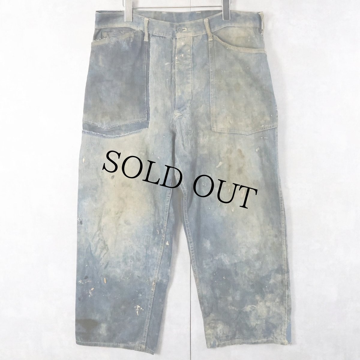 画像1: 30's U.S.ARMY M-35 針刺しシンチバック デニムトラウザーズ W36 (1)