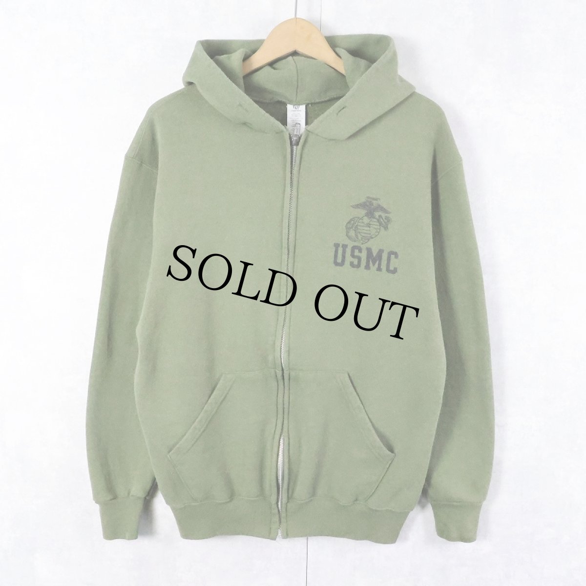 画像1: 90's〜 USMC プリント スウェットジップパーカー M (1)
