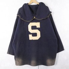 画像1: 30〜40's SHENK & TITTLE SPORT ハーフジップ ウールアスレチックパーカー NAVY L (1)