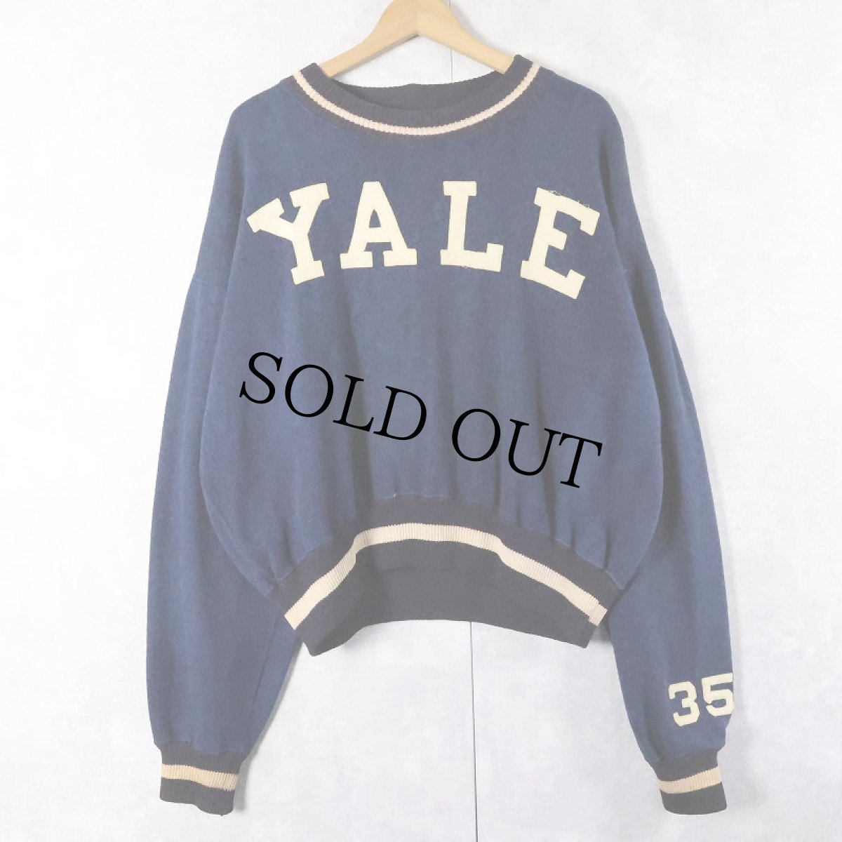 画像1: 〜50's TIM McAULIFFE "YALE" レタード ウールスウェット NAVY SIZE44R (1)