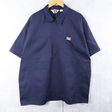 画像1: 90's BEN DAVIS USA製 ハーフジップ ワークシャツ NAVY 3XL (1)