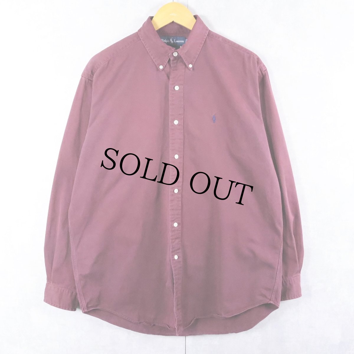 画像1: Ralph Lauren "BLAKE" ロゴ刺繍 コットンボタンダウンシャツ M (1)