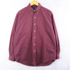 画像1: Ralph Lauren "BLAKE" ロゴ刺繍 コットンボタンダウンシャツ M (1)