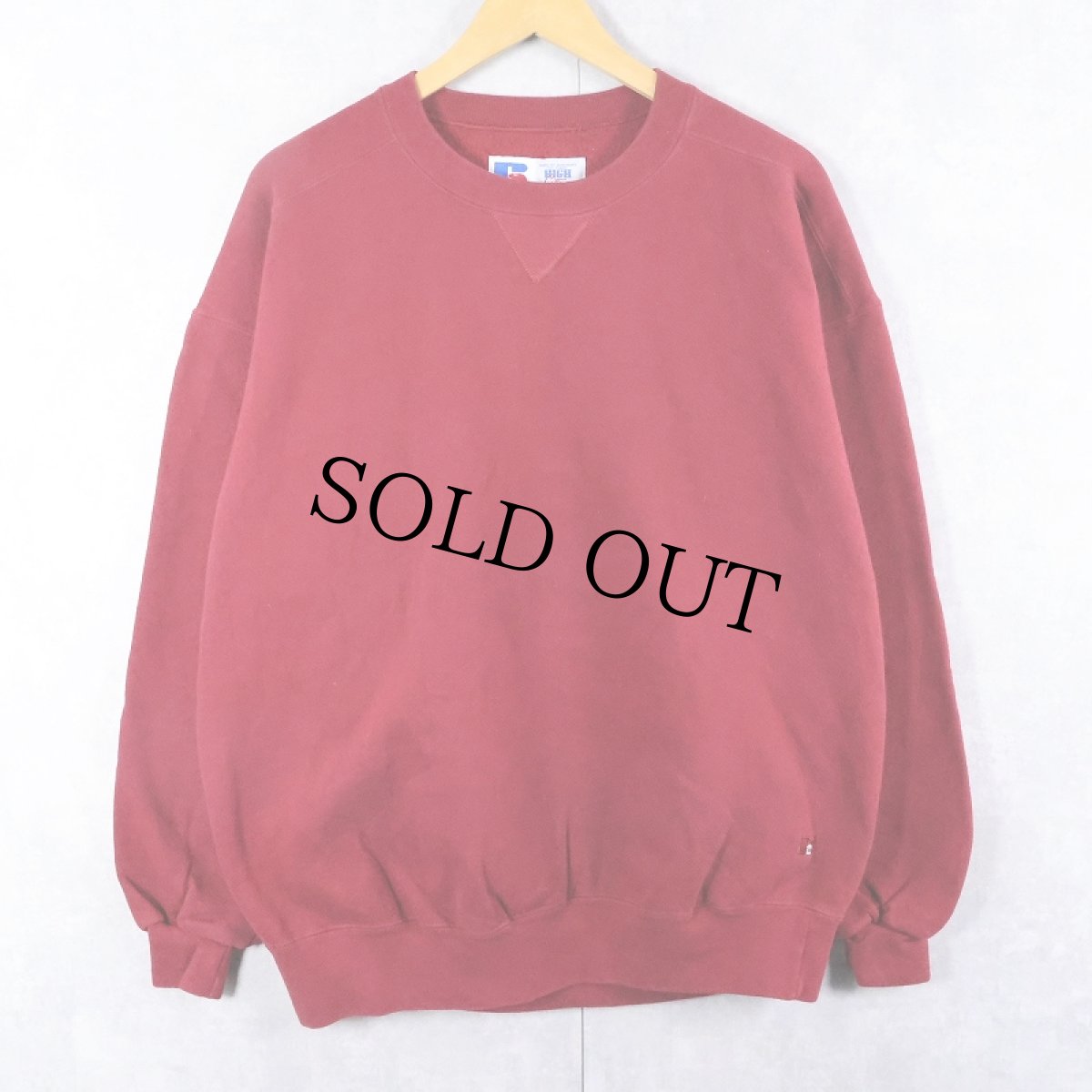 画像1: 90's RUSSELL ATHLETIC USA製 "HIGH COTTON" 前V 無地スウェット XXL (1)