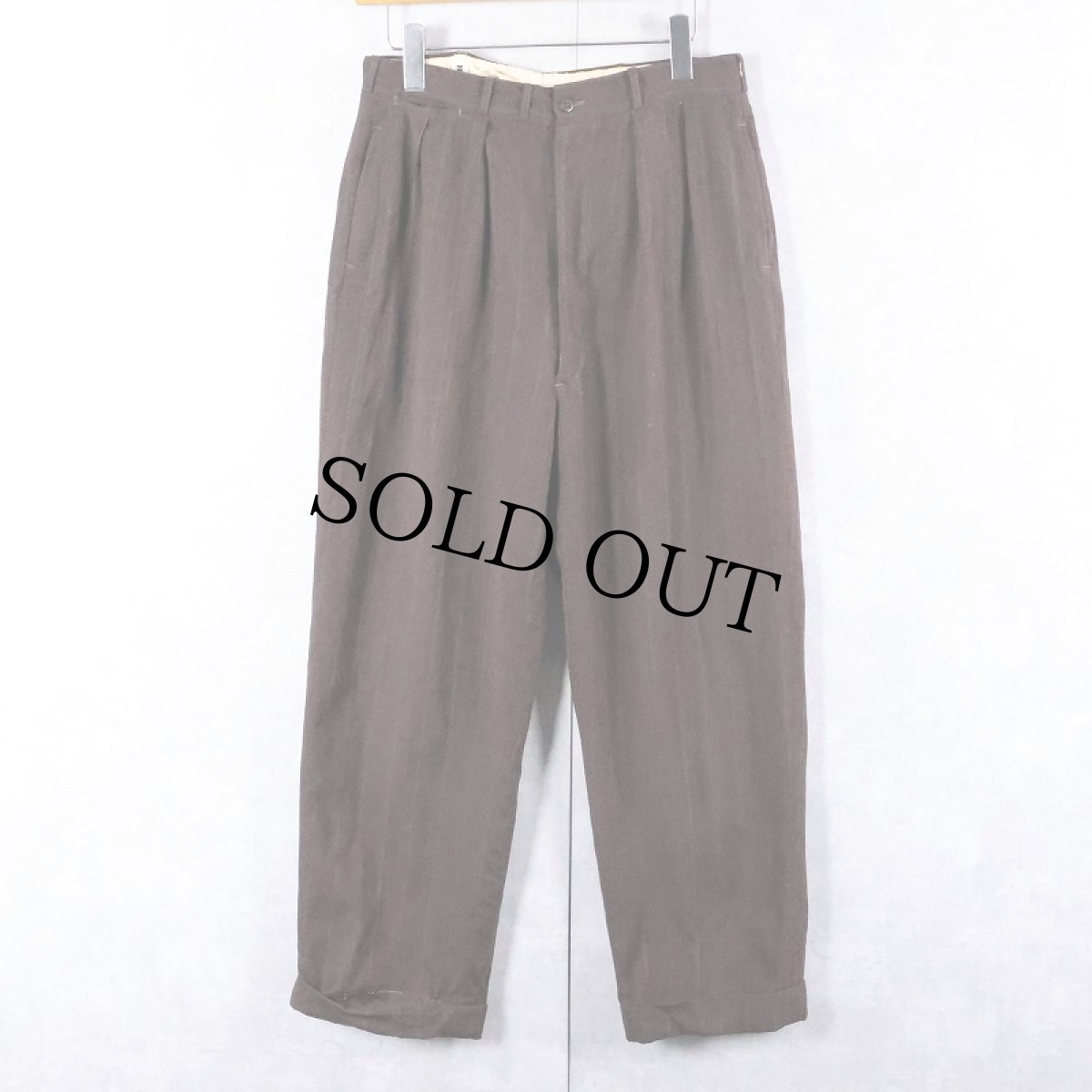 画像1: 50〜60's ストライプ柄 2タック ウールスラックス W29 (1)