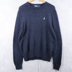 画像1: POLO Ralph Lauren ロゴ刺繍 コットン×リネンニットセーター NAVY L (1)