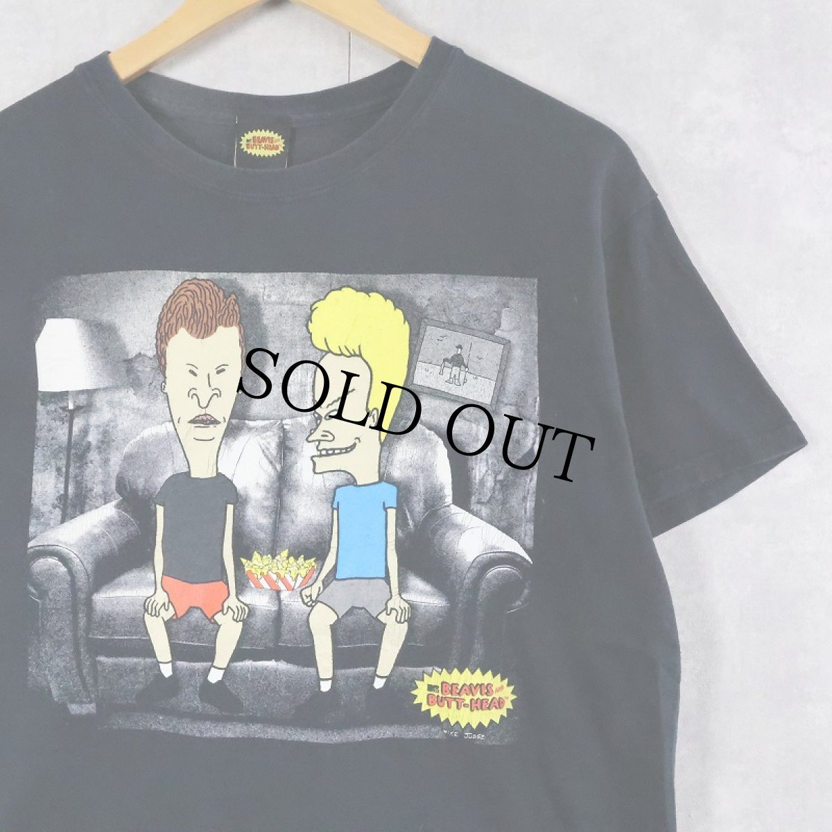 画像1: BEAVIS AND BUTT-HEAD テレビアニメプリントTシャツ BLACK L (1)