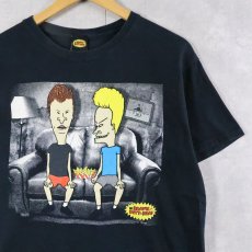 画像1: BEAVIS AND BUTT-HEAD テレビアニメプリントTシャツ BLACK L (1)