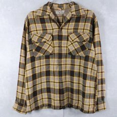 画像1: 50's Concordia Classic チェック柄 ウール オープンカラーシャツ M (1)