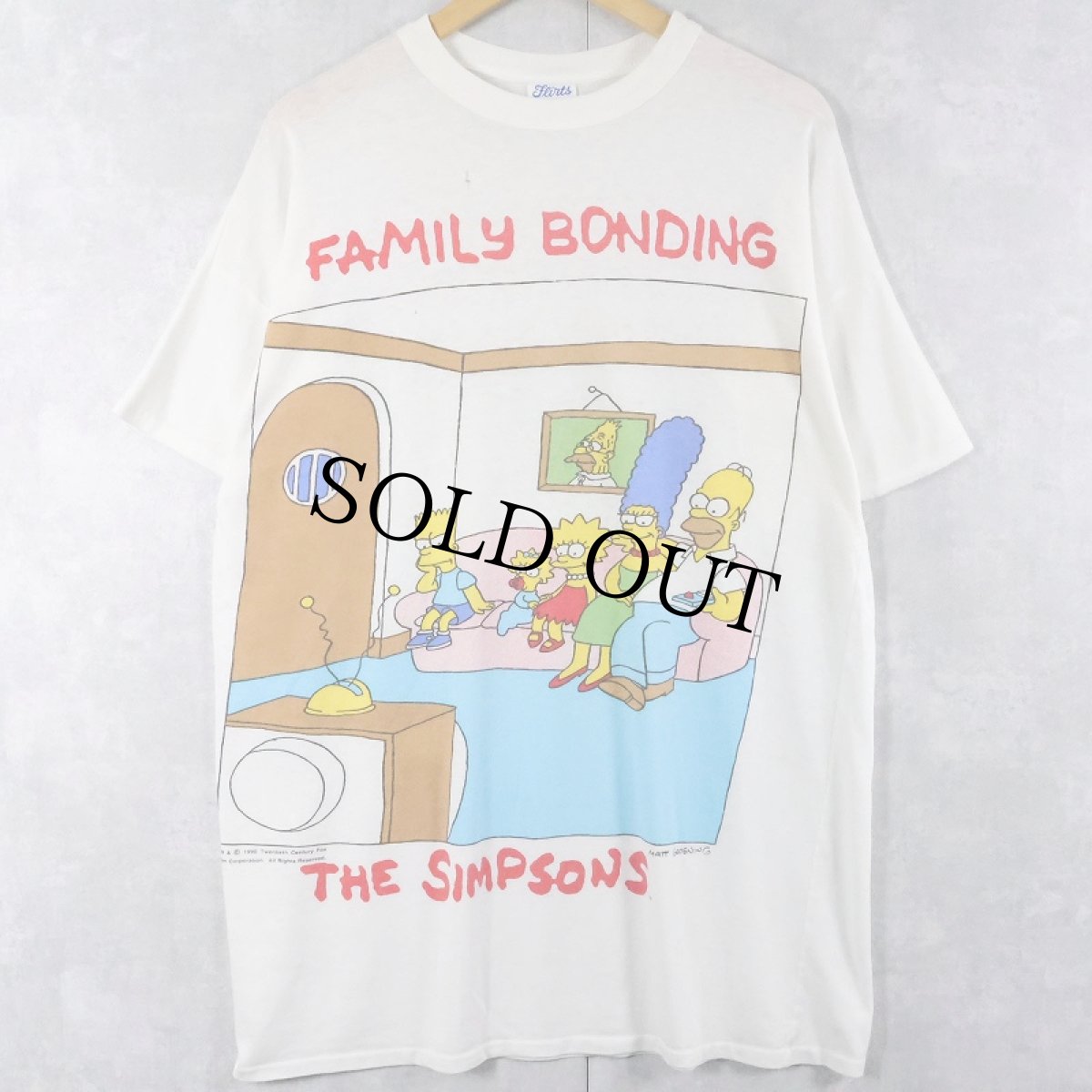 画像1: 【SALE】 90's THE SIMPSONS "FAMILY BONDING" キャラクタープリントTシャツ (1)