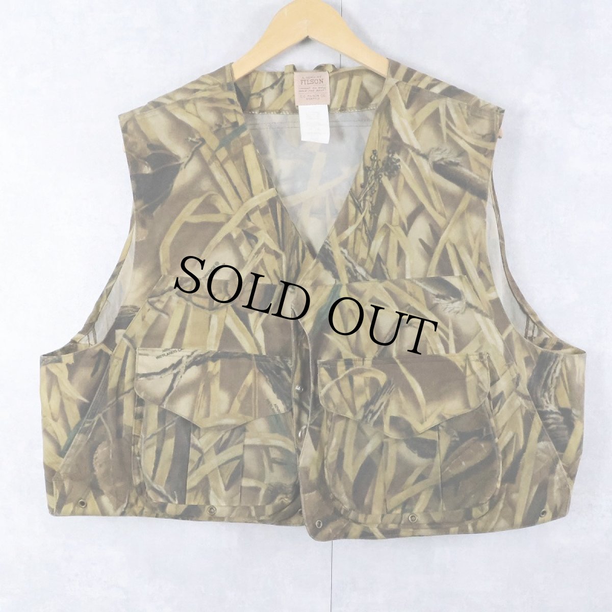 画像1: 2000's FILSON USA製 ウェットランドカモ ハンティングベスト L (1)