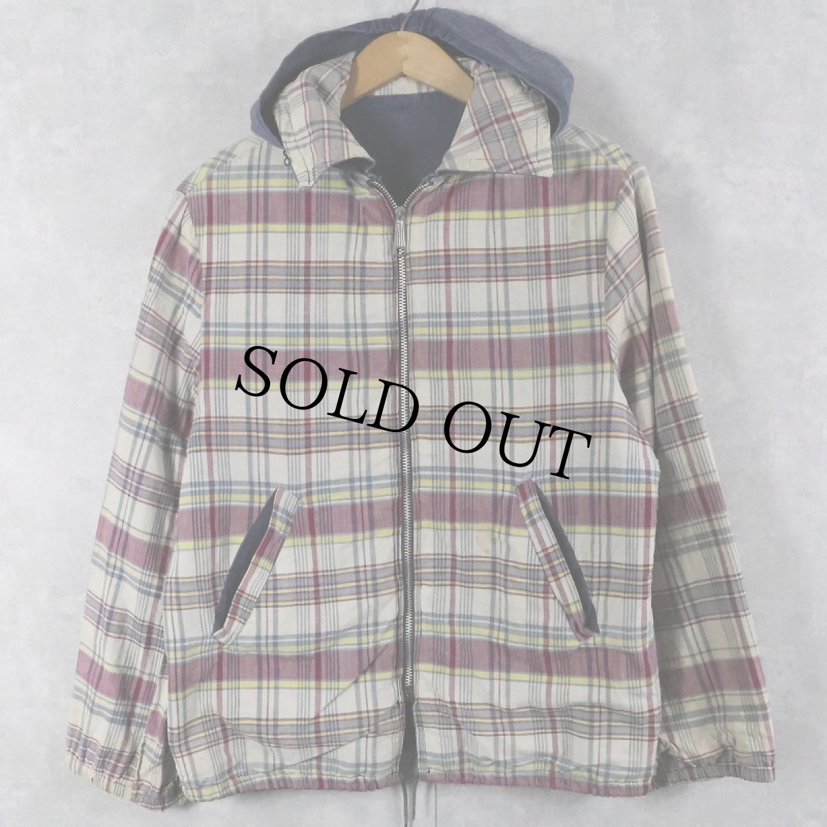 画像2: 70's リバーシブル デニム×コットン ジップパーカー (2)