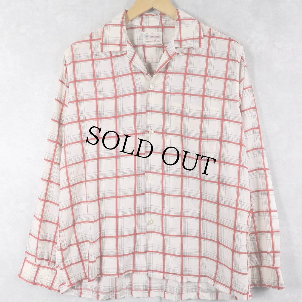 画像1: 50's PENNEY'S TOWNCRAFT チェック柄 コットンオープンカラーシャツ M (1)