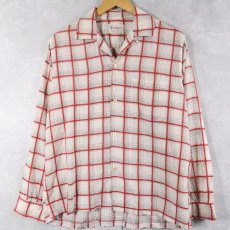 画像1: 50's PENNEY'S TOWNCRAFT チェック柄 コットンオープンカラーシャツ M (1)