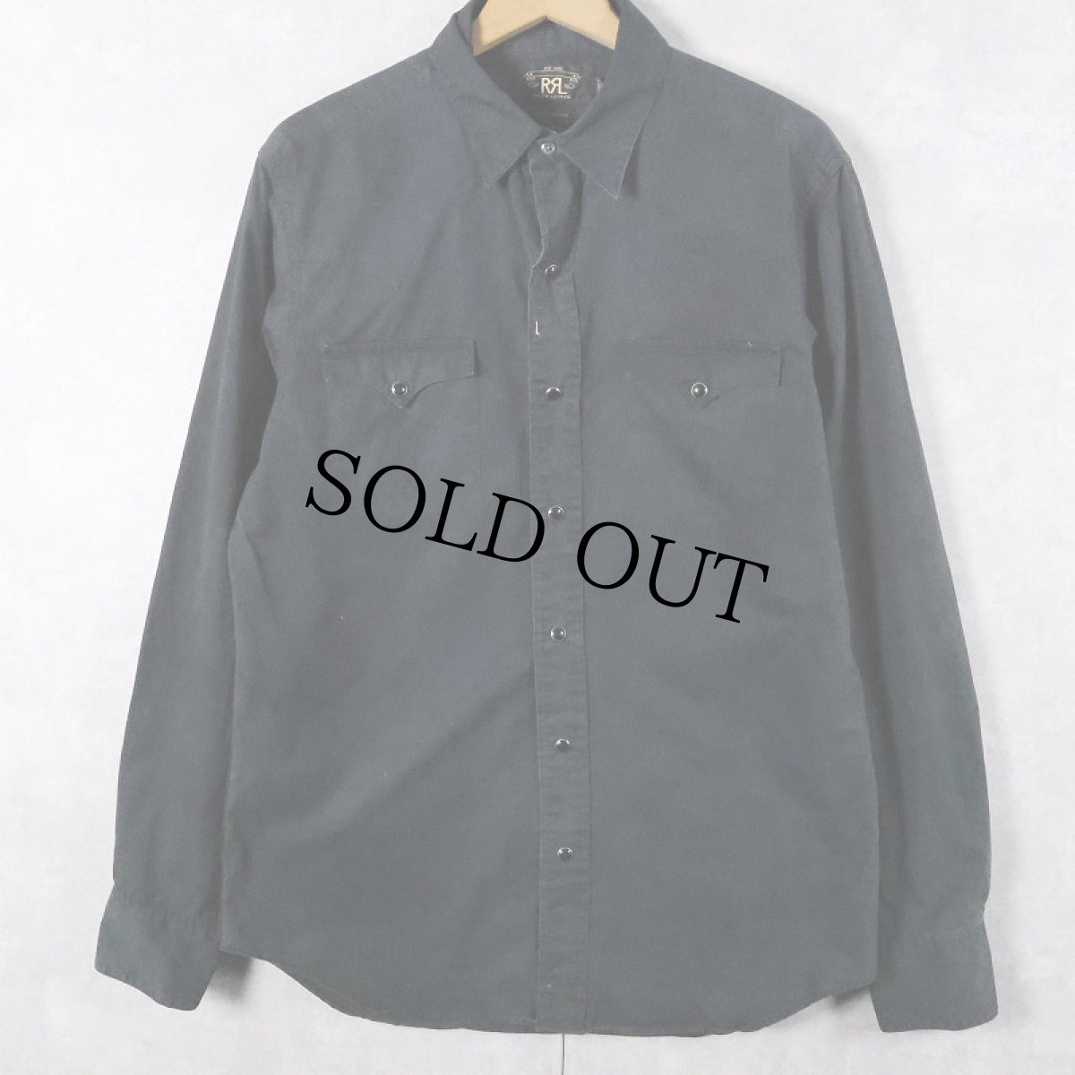 画像1: Ralph Lauren RRL コットンウエスタンシャツ BLACK M (1)