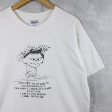 画像1: 90's "GOD PUT ME ON EARTH..." イラストプリントTシャツ L (1)