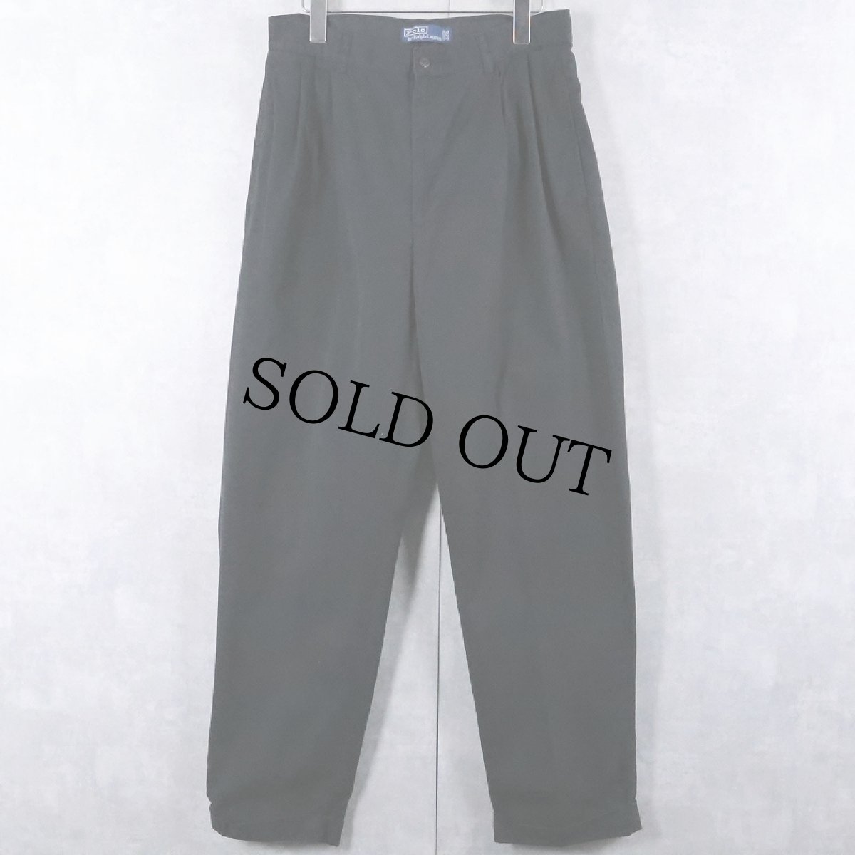 画像1: POLO Ralph Lauren 2タック コットンスラックス BLACK W32 (1)