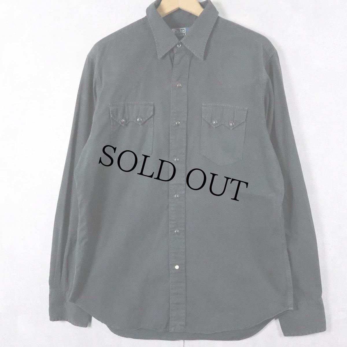 画像1: POLO Ralph Lauren コットンウエスタンシャツ BLACK M (1)