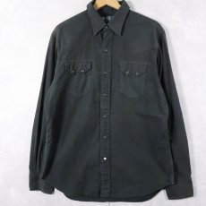 画像1: POLO Ralph Lauren コットンウエスタンシャツ BLACK M (1)