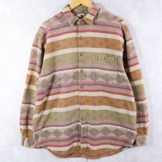 画像1: 90's THE TERRITORY AHEAD ボーダー柄織り コットンシャツ XL (1)
