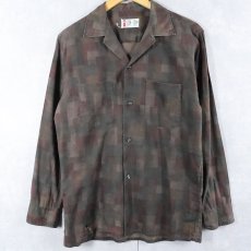 画像1: 60's SLIM and TRIM USA製 3点留め 総柄コットンボタンダウンシャツ M (1)