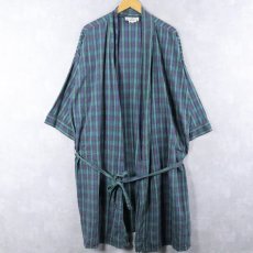 画像1: 90's ORVIS USA製 チェック柄 シアサッカーガウン L (1)