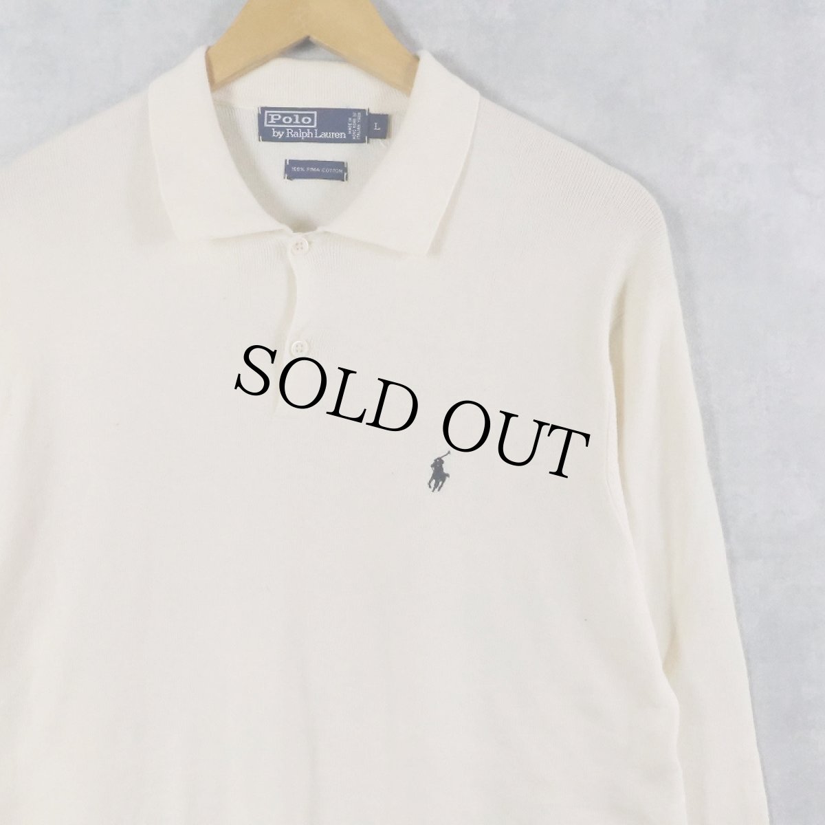 画像1: POLO Ralph Lauren ロゴ刺繍 ピマコットンニットポロシャツ L (1)